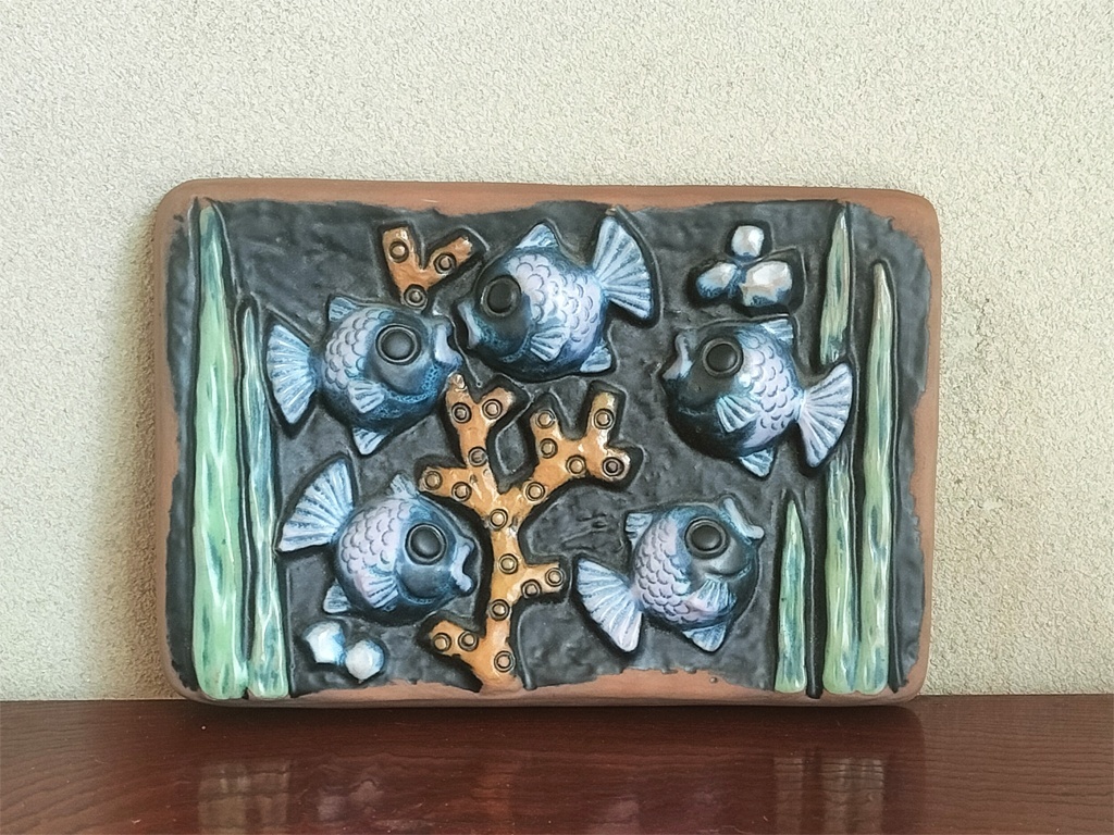 画像1: ノルマンス・ムーターラ/Norrmans Motala/陶板/魚